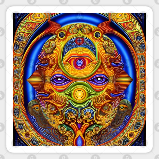 Dosed in the Machine (16) - Trippy Psychedelic Art Sticker by TheThirdEye